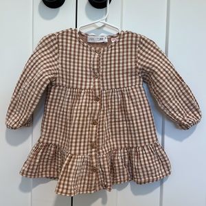 Zara baby girl brown gingham like new 9-12 month